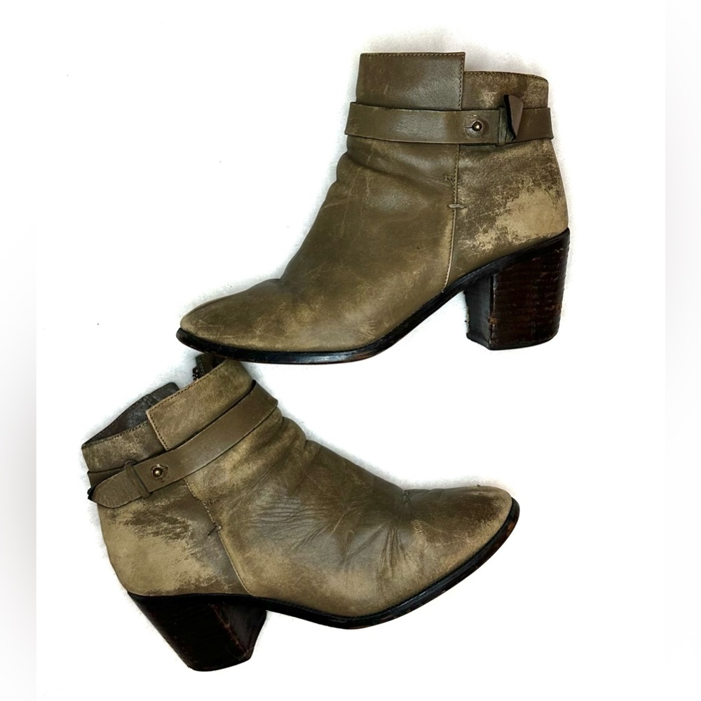 HALOGEN Leather Chunky ‘Glenna’ Distressed Ankle Vintage Boots, Women’s Size 8